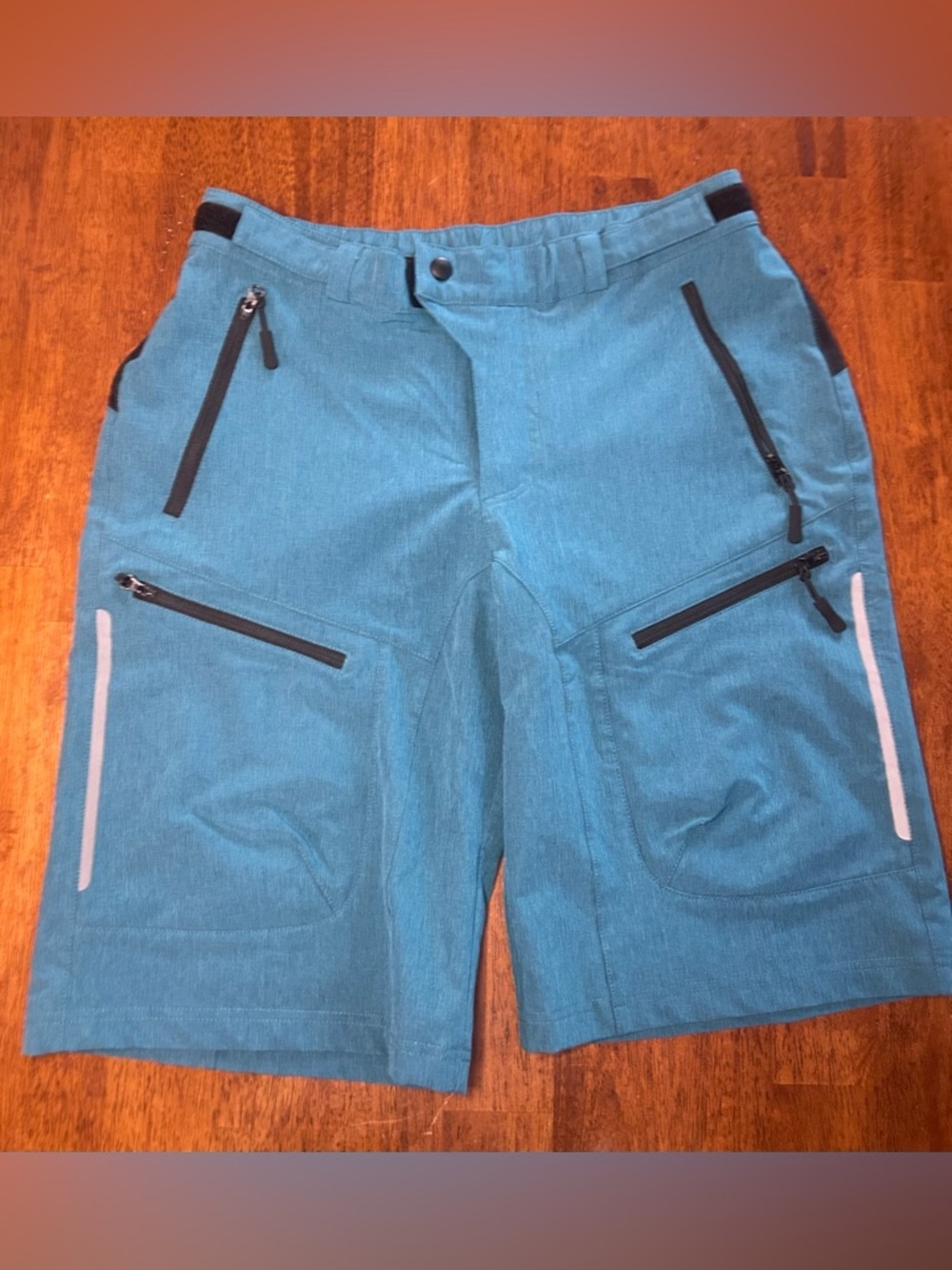 Men’s MTB Mountain Bike Blue Teal Biking Shorts Size M Outdoor Cargo Pockets